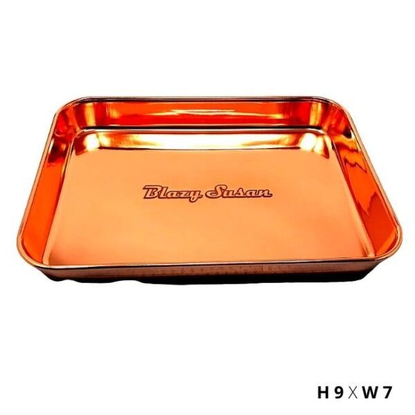 BLAZY SUSAN STAINLESS STEEL ROLLING TRAY MEASURING 7 X 9.25 INCH