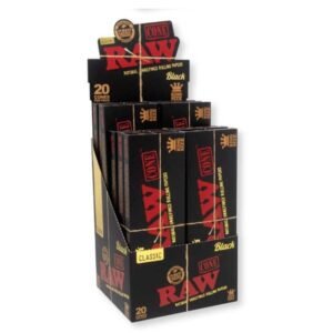 RAW BLACK CLASSIC KING SIZE 20 CONES PER PACK 12CT/ DISPLAY