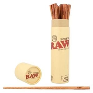 RAW NATURAL 8.75" LARGE  WOOD POKERS 20 STICKS PER DISPLAY