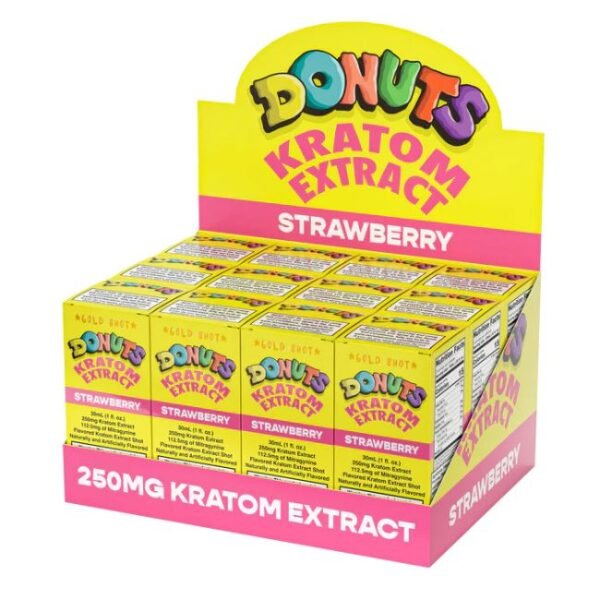 DONUTS EXTRACT KRATOM 250MG 30ML GOLD SHOTS 12CT/ BOX