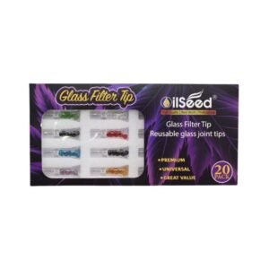 OILSEED GLASS FILTER TIPS REUSABLE TWISTED DESIGN GLASS JOINT TIPS 20CT DISPLAY