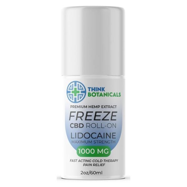 THINK BOTANICALS FREEZE CBD PAIN RELIEF 1000MG LIDOCAINE MAX. STRENGTH ROLL ON 60ML BOTTLE