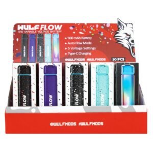 WULF MODS FLOW 510 VARIABLE VOLTAGE BATTERY ASSORTED COLOR 10CT/ DISPLAY