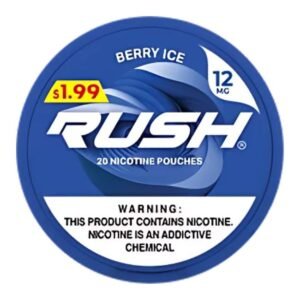 RUSH NICOTINE - 5 CANS / PACK (PRE- PRICED $1.99C) "20 POUCHES PER CAN"