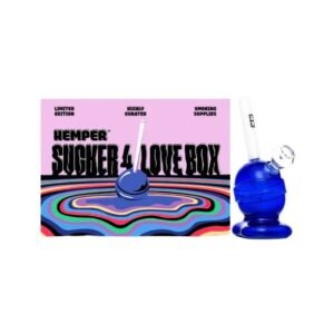 HEMPER GLASS 6.7'' SUCKER 4 LOVE BLUE LOLLIPOP BONG WATER PIPE