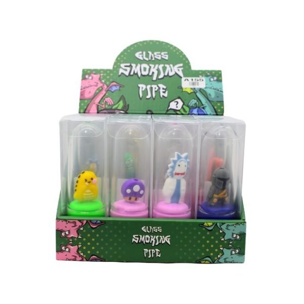 4.5'' SILICONE WITH GLASS HAND PIPE 12CT DISPLAY
