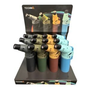 TECHNO SOLID COLOR SLANT TORCH LIGHTER 12CT/ DISPLAY