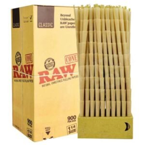 RAW CLASSIC 1-1/4 SIZE BULK 900 CONES PER BOX