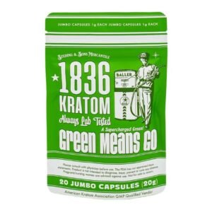 1836 KRATOM 20CT JUMBO CAPSULES BAG
