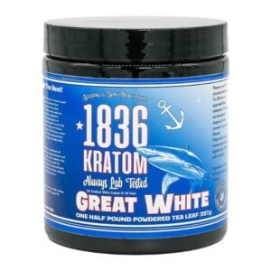 1836 KRATOM TEA LEAF 1/2LB (227GM) POWDER JAR