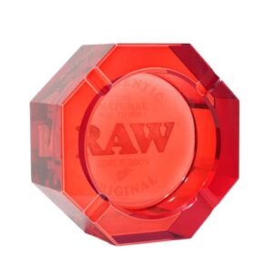 RAW LEAD-FREE CRYSTAL GLASS ASHTRAY RED
