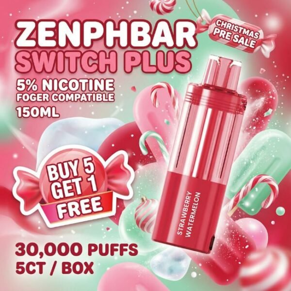 ZENPHBAR SWITCH PLUS 5%  (FOGER COMPATIBLE)  DISPOSABLE POD (150ML) 30K PUFFS 5CT/ BOX (BUY 5 GET 1)