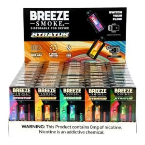 BREEZE STRATUS 0% (ZERO NICOTINE) DISPOSABLE (1000ML) 15K PUFFS 50CT/ DISPLAY