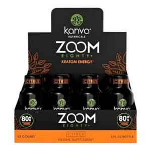 KANVA BOTANICALS ZOOM KRATOM ENERGY CITRUS 80MG SHOT 12CT/ BOX