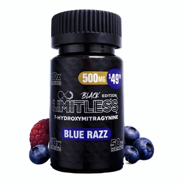 LIMITLESS 7-HYDROXYMITRAGYNINE PRE PRICE $49.99 BLACK EDITION 50MG PER TABLET 10CT/ JAR